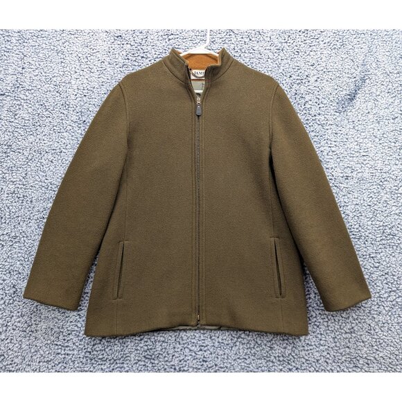 James Peter James Wool Cashmere Tweed Jacket Mens M Full Zip Outdoor Army Green - Picture 1 of 13